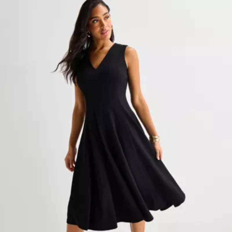 Marc New York Womens Sleeveless Midi Fit + Flare Dress