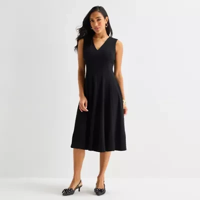 Marc New York Womens Sleeveless Midi Fit + Flare Dress