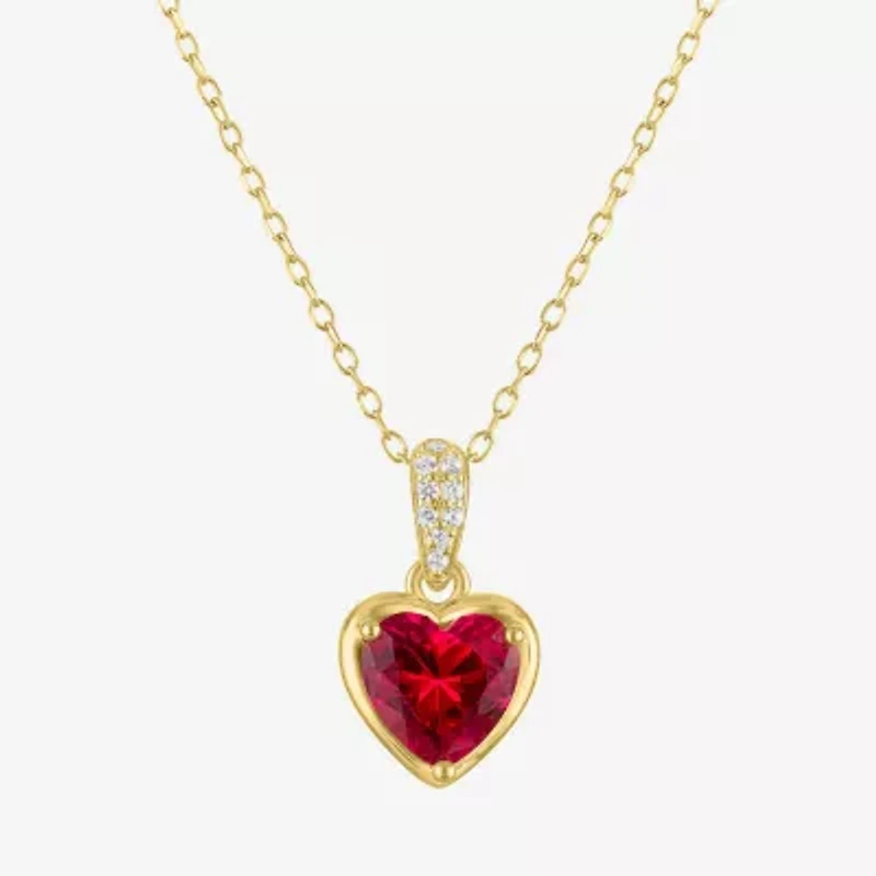 Womens Lab Created Red Ruby 14K Gold Over Silver Heart 2-pc. Jewelry Set