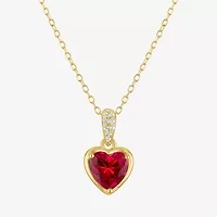 Womens Lab Created Red Ruby 14K Gold Over Silver Heart 2-pc. Jewelry Set