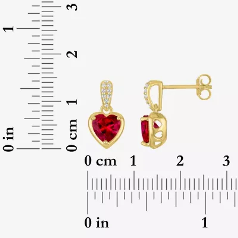 Womens Lab Created Red Ruby 14K Gold Over Silver Heart 2-pc. Jewelry Set