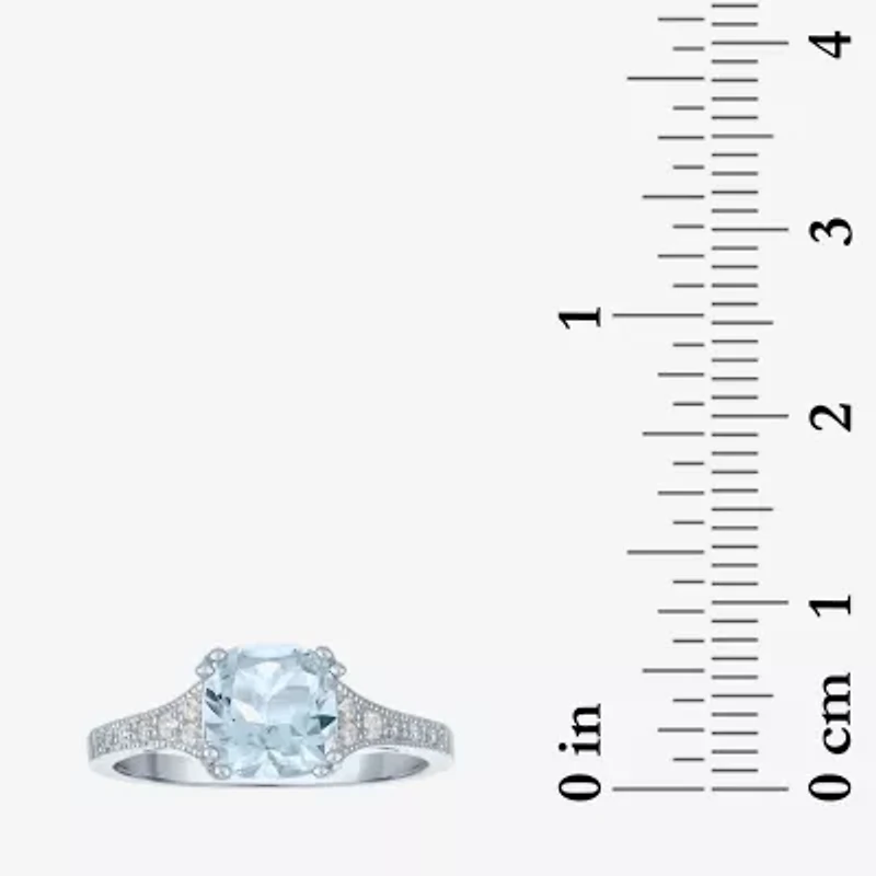 Gemstone Sterling Silver Cushion Cocktail Ring