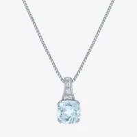 Gemstone Sterling Silver Cushion Pendant Necklace