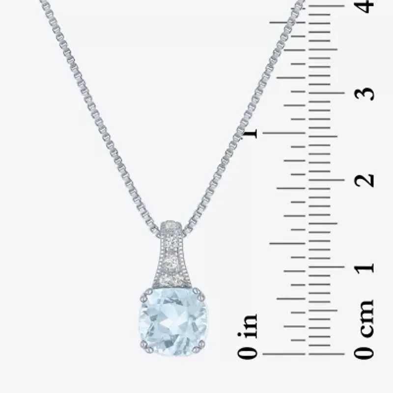 Gemstone Sterling Silver Cushion Pendant Necklace