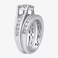 (G, Si2) Womens 2 CT. T.W. Lab Grown White Diamond 10K Gold Round Side Stone Halo Bridal Set