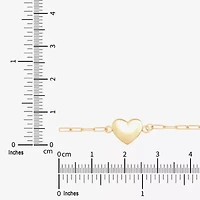 Gold Addiction Womens 10K Gold 7.25 Inch Solid Heart Chain Bracelet