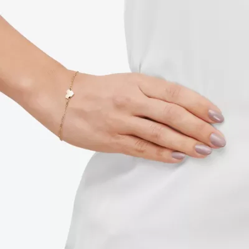 Gold Addiction Womens 10K Gold 7.25 Inch Solid Heart Chain Bracelet