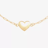 Gold Addiction Womens 10K Gold 7.25 Inch Solid Heart Chain Bracelet