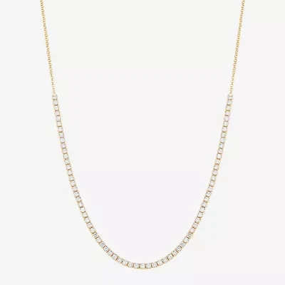 Silver Addiction Womens White Cubic Zirconia 14K Gold Over Silver 18 Inch Tennis Necklace