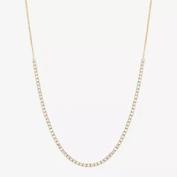 Silver Addiction Womens White Cubic Zirconia 14K Gold Over Silver 18 Inch Tennis Necklace