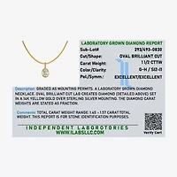 Diamond Addiction (G-H / Si2-I1) Womens 1 1/2 CT. T.W. Lab Grown White Diamond 14K Gold Over Silver Oval 18 Inch Pendant Necklace
