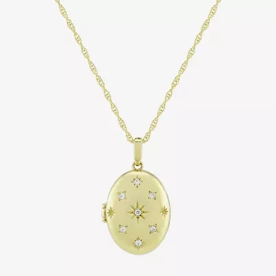 (H-I / Si1) Womens 1/10 CT. T.W. Lab Grown White Diamond 14K Gold Over Silver Oval 18 Inch Pendant Necklace
