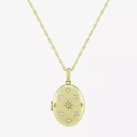 (H-I / Si1) Womens 1/10 CT. T.W. Lab Grown White Diamond 14K Gold Over Silver Oval 18 Inch Pendant Necklace