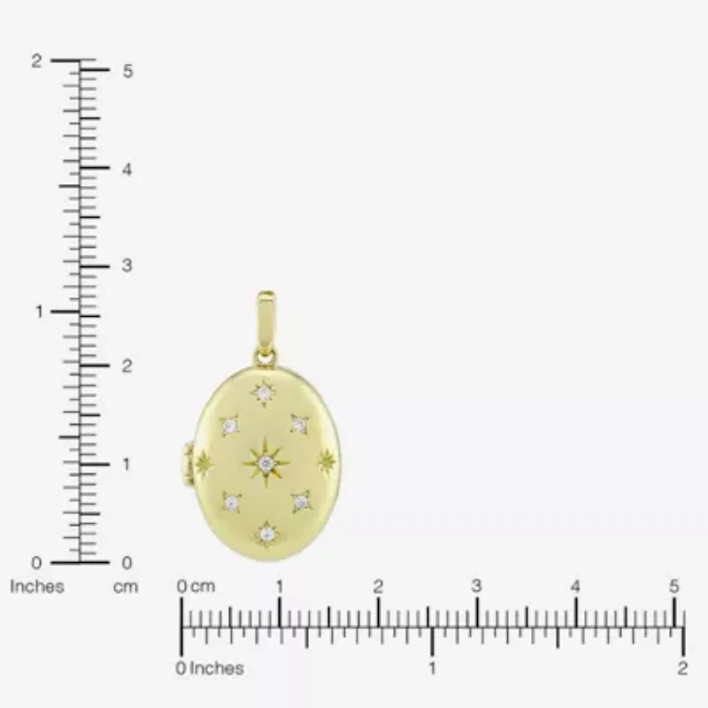 (H-I / Si1) Womens 1/10 CT. T.W. Lab Grown White Diamond 14K Gold Over Silver Oval 18 Inch Pendant Necklace