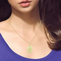 (H-I / Si1) Womens 1/10 CT. T.W. Lab Grown White Diamond 14K Gold Over Silver Oval 18 Inch Pendant Necklace