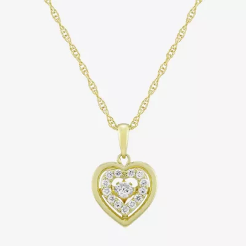 (H-I / Si1) Womens 1/4 CT. T.W. Lab Grown White Diamond 14K Gold Over Silver Heart 18 Inch Pendant Necklace