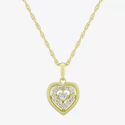 (H-I / Si1) Womens 1/4 CT. T.W. Lab Grown White Diamond 14K Gold Over Silver Heart 18 Inch Pendant Necklace