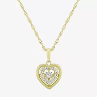 (H-I / Si1) Womens 1/4 CT. T.W. Lab Grown White Diamond 14K Gold Over Silver Heart 18 Inch Pendant Necklace