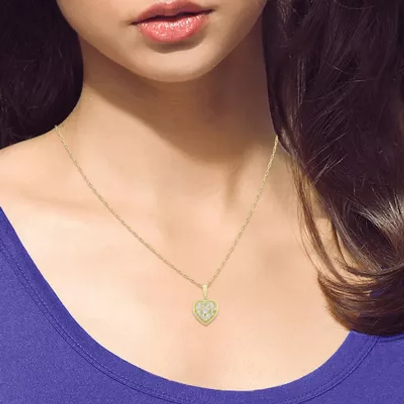 (H-I / Si1) Womens 1/4 CT. T.W. Lab Grown White Diamond 14K Gold Over Silver Heart 18 Inch Pendant Necklace