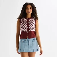 Forever 21 Womens Crew Neck Button Juniors Hearts Sweater Vest