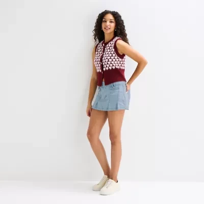 Forever 21 Womens Crew Neck Button Juniors Hearts Sweater Vest