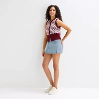 Forever 21 Womens Crew Neck Button Juniors Hearts Sweater Vest