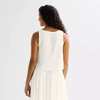 Arizona Womens Juniors Round Neck Sleeveless Peplum Top