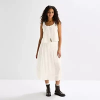 Arizona Womens Juniors Round Neck Sleeveless Peplum Top