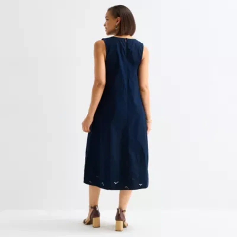 Liz Claiborne Womens Embroidered Shift Dress