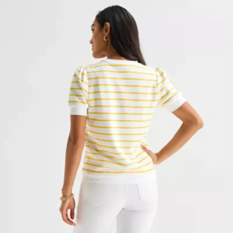 St. John's Bay Womens Crew Neck Short Sleeve Sweatshirt