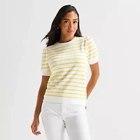 St. John's Bay Womens Crew Neck Short Sleeve Sweatshirt