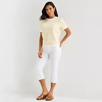 St. John's Bay Womens Crew Neck Short Sleeve Sweatshirt