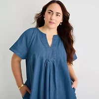 St. John's Bay Womens Plus Short Sleeve Sheath Dress