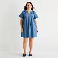 St. John's Bay Womens Plus Short Sleeve Sheath Dress