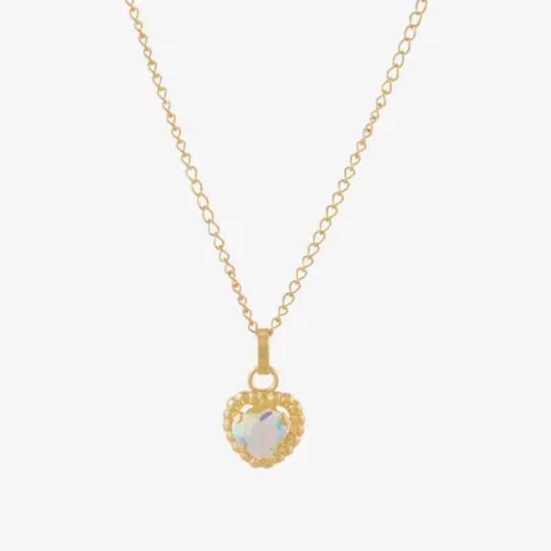 Limited Quantities! Girls White Cubic Zirconia 14K Gold Heart 13 Inch Pendant Necklace