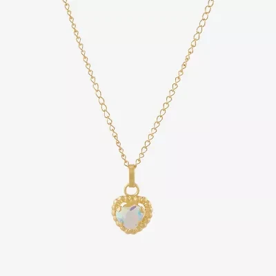 Limited Quantities! Girls White Cubic Zirconia 14K Gold Heart 13 Inch Pendant Necklace