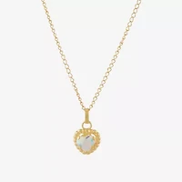 Limited Quantities! Girls White Cubic Zirconia 14K Gold Heart 13 Inch Pendant Necklace