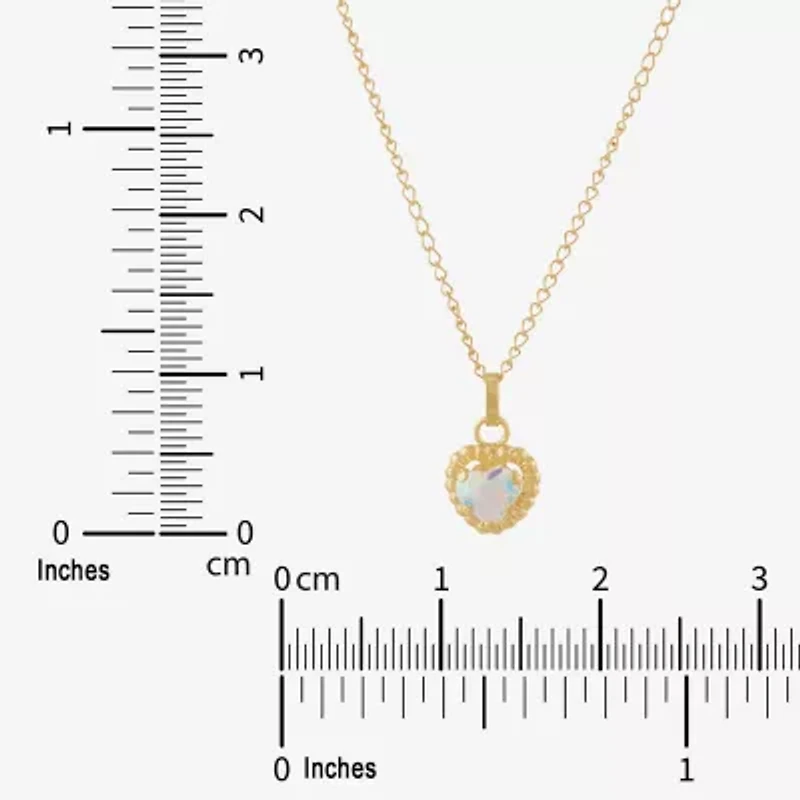 Limited Quantities! Girls White Cubic Zirconia 14K Gold Heart 13 Inch Pendant Necklace