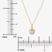Limited Quantities! Girls White Cubic Zirconia 14K Gold Heart 13 Inch Pendant Necklace