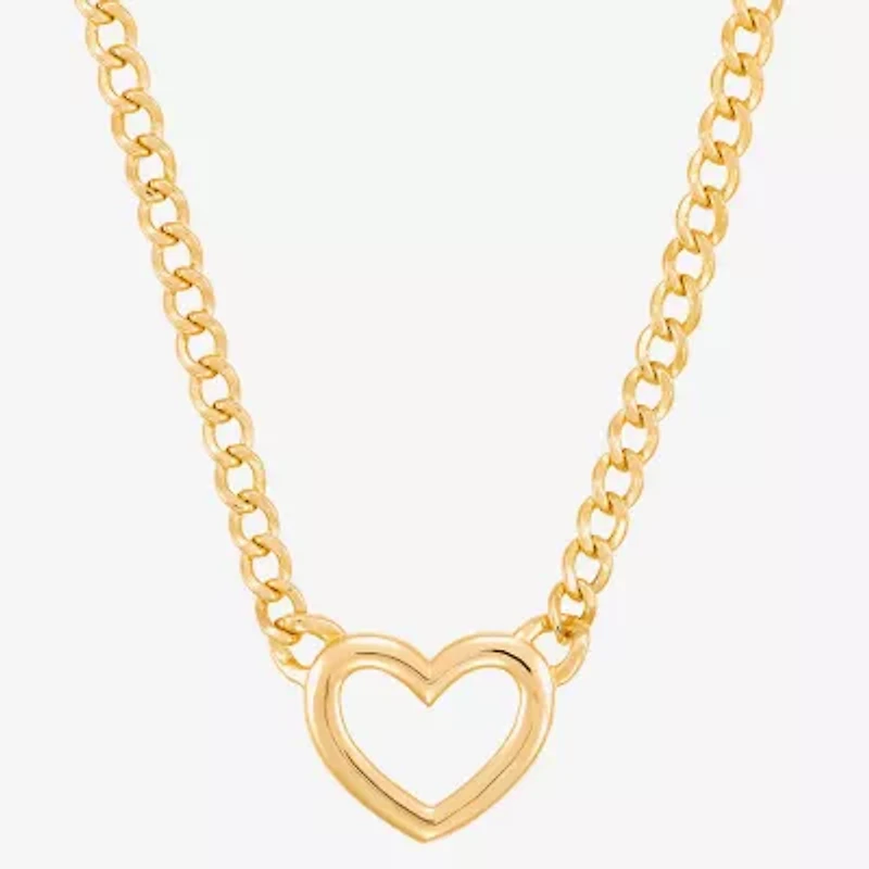 Limited Quantities! Womens 10K Gold Heart Inch Pendant Necklace