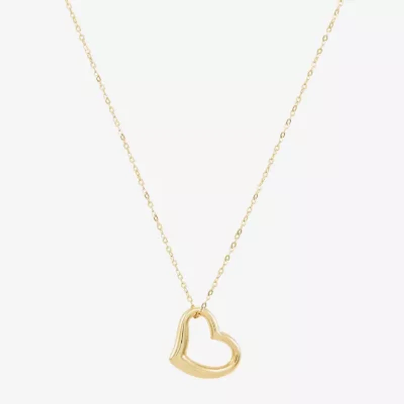 Limited Quantities! Womens 10K Gold Heart Inch Pendant Necklace