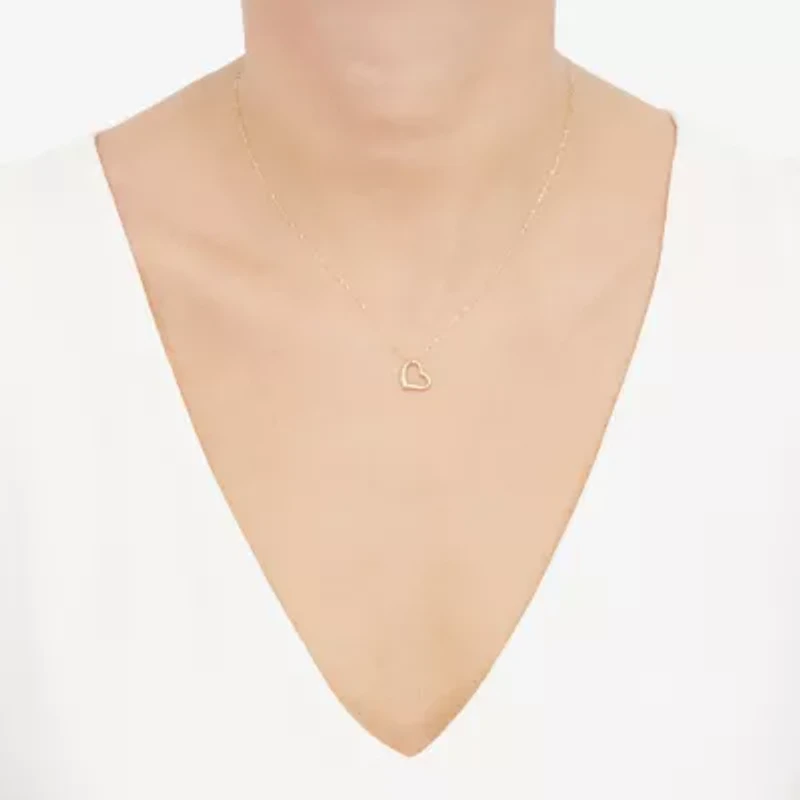 Limited Quantities! Womens 10K Gold Heart Inch Pendant Necklace