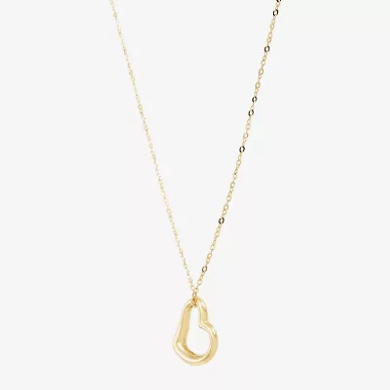 Limited Quantities! Womens 10K Gold Heart Inch Pendant Necklace