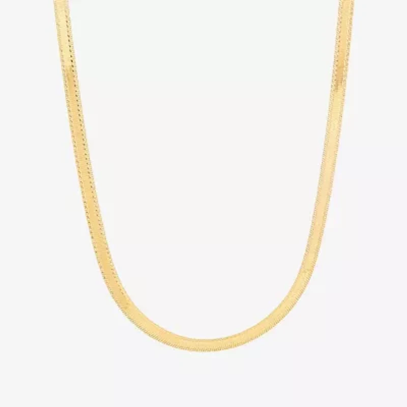 Limited Quantities! Womens 10K Gold 18 Inch Herringbone Chain Necklace