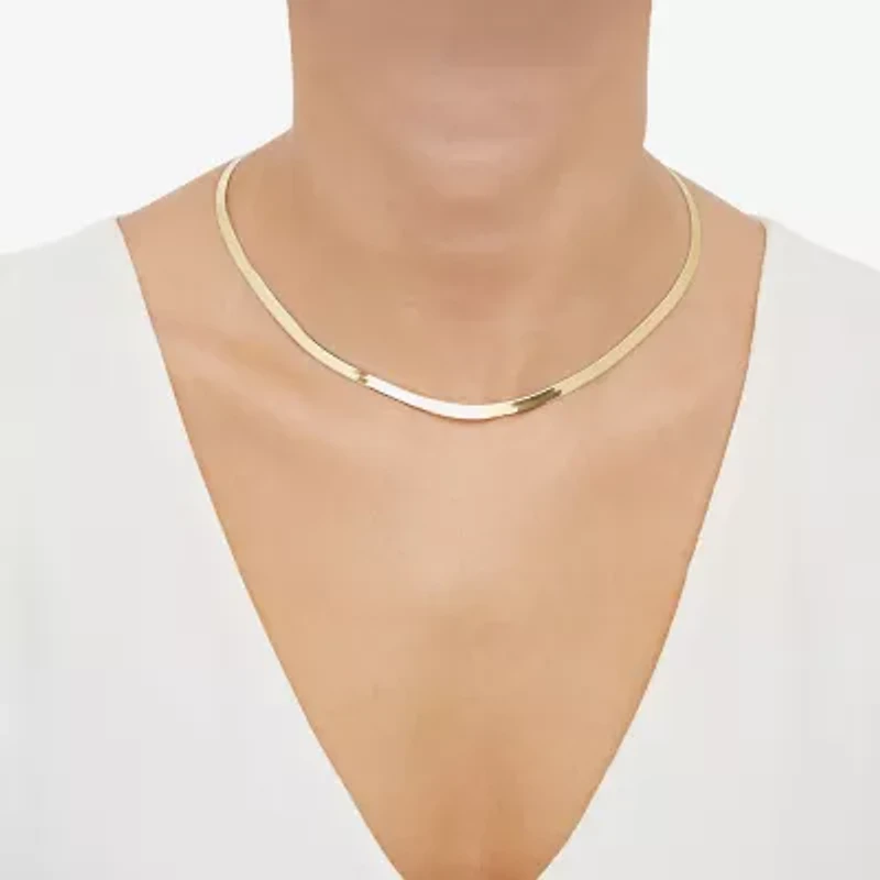 Limited Quantities! Womens 10K Gold 18 Inch Herringbone Chain Necklace