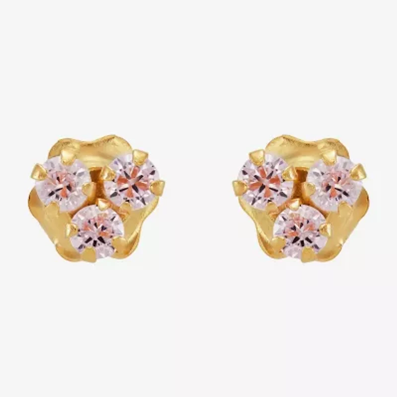Limited Quantities! Pink Cubic Zirconia 14K Gold 4.2mm Stud Earrings