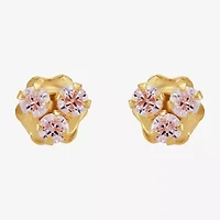 Limited Quantities! Pink Cubic Zirconia 14K Gold 4.2mm Stud Earrings