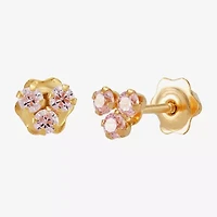 Limited Quantities! Pink Cubic Zirconia 14K Gold 4.2mm Stud Earrings