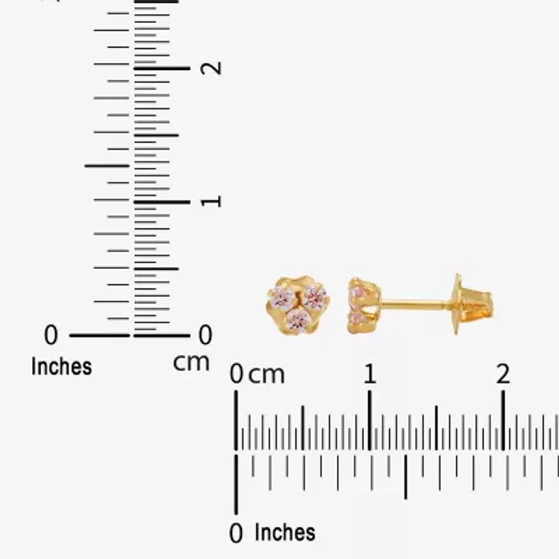 Limited Quantities! Pink Cubic Zirconia 14K Gold 4.2mm Stud Earrings