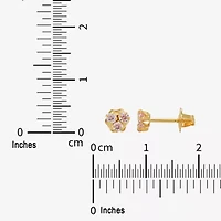 Limited Quantities! Pink Cubic Zirconia 14K Gold 4.2mm Stud Earrings